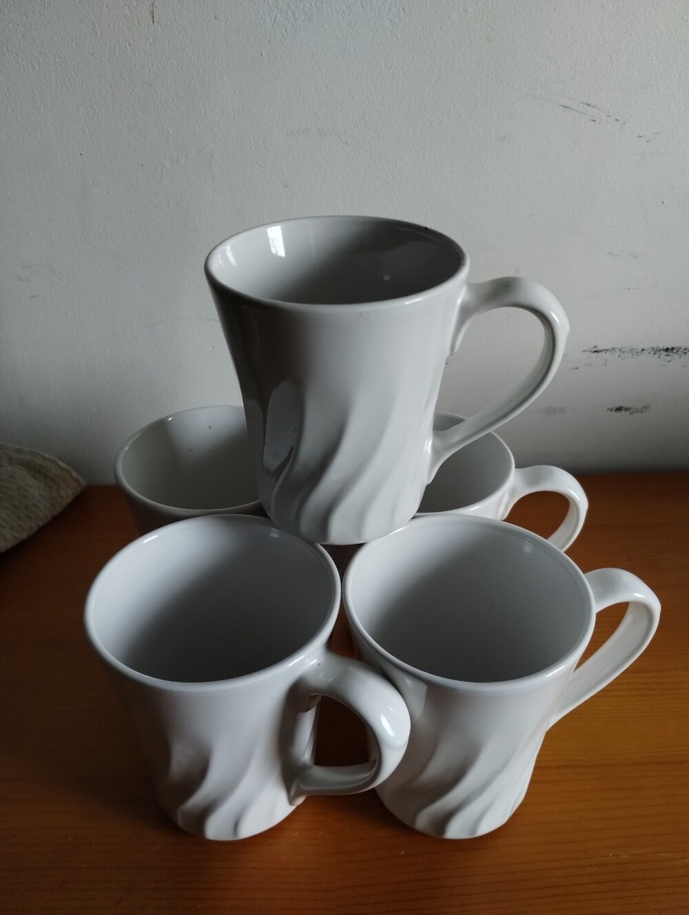 Corelle White Swirl Ceramic Mugs - Set of 4